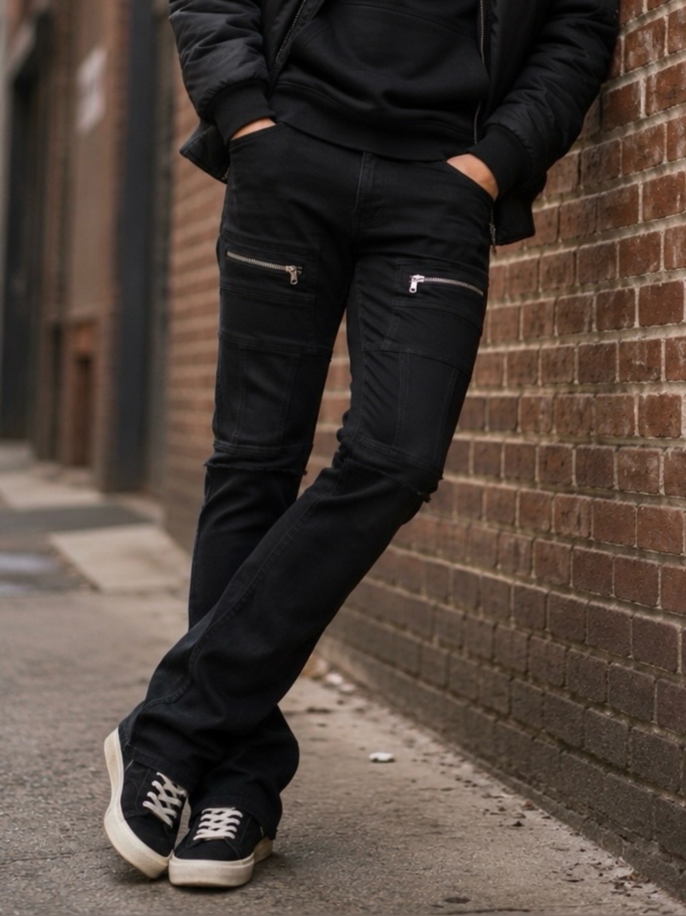 Kilogram Black Jeans Size 34 Black Bootcut Jeans with Zip Pockets